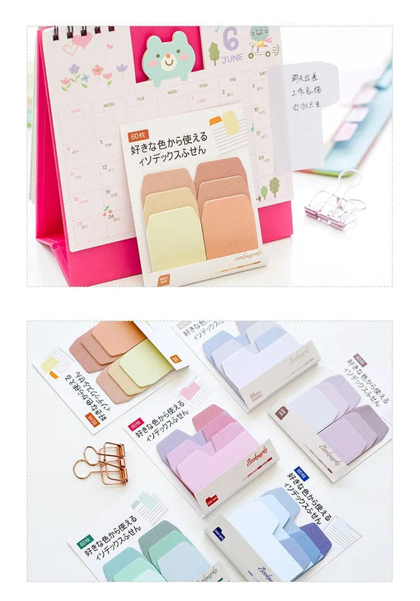 Planet Gates F Index Divider Sticky Notes Paper Tabs, 60 Blank Notes per Pack, Assorted Size