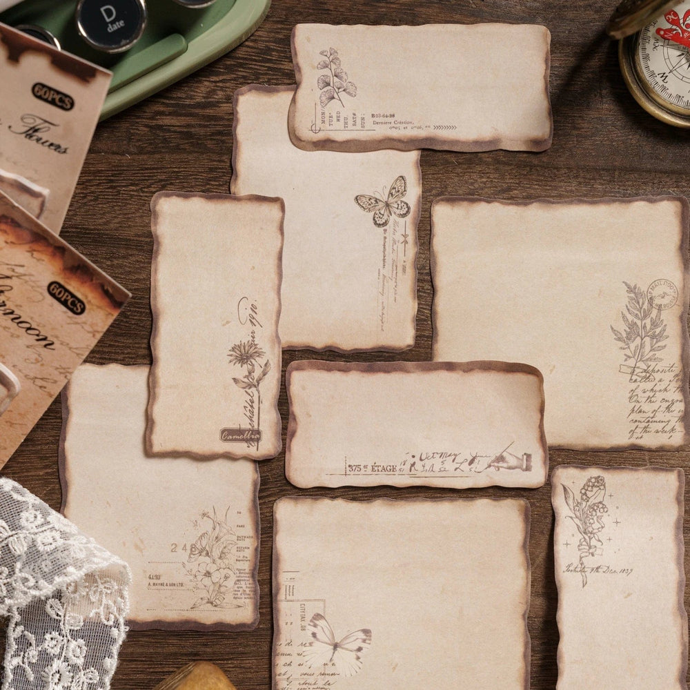 Planet Gates F Journamm 30/60pcs/pack Vintage Sticky Note Burning Style School Office Supplies DIY Scrapbooking Creative Stationery Notes Paper