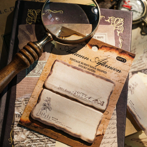 Planet Gates F Journamm 30/60pcs/pack Vintage Sticky Note Burning Style School Office Supplies DIY Scrapbooking Creative Stationery Notes Paper