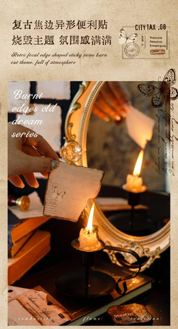 Planet Gates F Journamm 30/60pcs/pack Vintage Sticky Note Burning Style School Office Supplies DIY Scrapbooking Creative Stationery Notes Paper