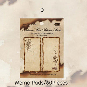 Planet Gates F Journamm 30/60pcs/pack Vintage Sticky Note Burning Style School Office Supplies DIY Scrapbooking Creative Stationery Notes Paper