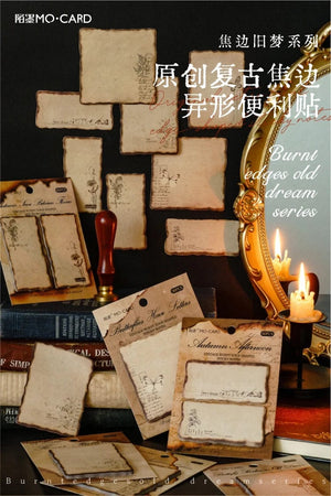 Planet Gates F Journamm 30/60pcs/pack Vintage Sticky Note Burning Style School Office Supplies DIY Scrapbooking Creative Stationery Notes Paper