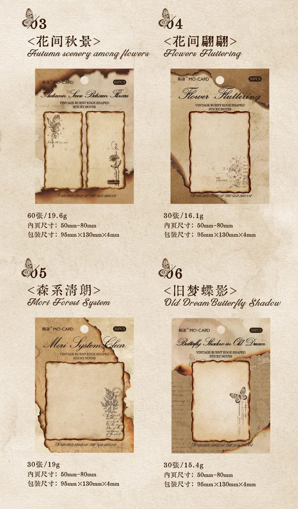 Planet Gates F Journamm 30/60pcs/pack Vintage Sticky Note Burning Style School Office Supplies DIY Scrapbooking Creative Stationery Notes Paper