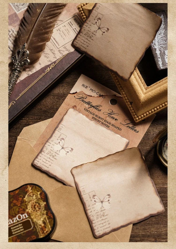 Planet Gates F Journamm 30/60pcs/pack Vintage Sticky Note Burning Style School Office Supplies DIY Scrapbooking Creative Stationery Notes Paper