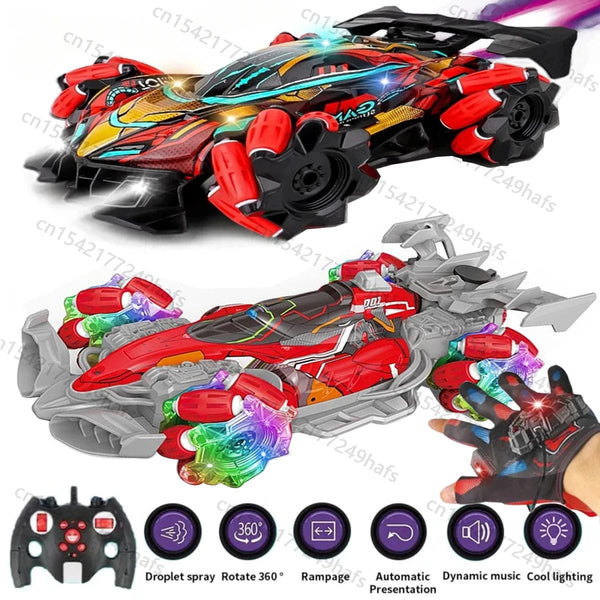 Planet Gates F1 F2 RC Drift Car With Music Led Lights 2.4G Glove Gesture Radio Remote Control Spray Stunt Cars 4WD Electric Children Toys