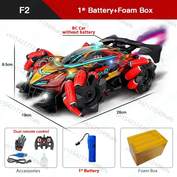 Planet Gates F1 F2 RC Drift Car With Music Led Lights 2.4G Glove Gesture Radio Remote Control Spray Stunt Cars 4WD Electric Children Toys