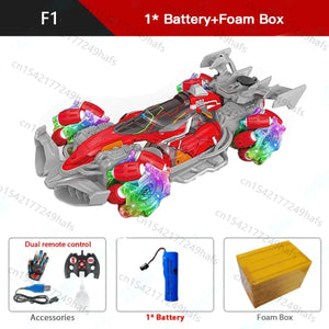 Planet Gates F1 F2 RC Drift Car With Music Led Lights 2.4G Glove Gesture Radio Remote Control Spray Stunt Cars 4WD Electric Children Toys