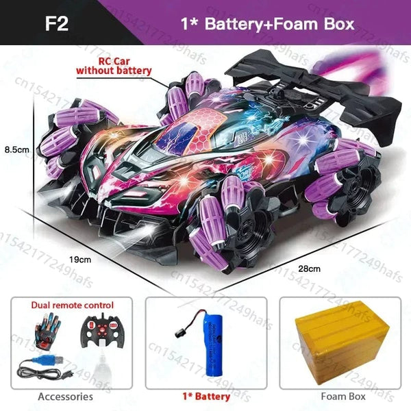 Planet Gates F1 F2 RC Drift Car With Music Led Lights 2.4G Glove Gesture Radio Remote Control Spray Stunt Cars 4WD Electric Children Toys