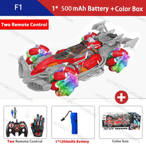 Planet Gates F1 Red Color Box F1 F2 RC Drift Car With Music Led Lights 2.4G Glove Gesture Radio Remote Control Spray Stunt Cars 4WD Electric Children Toys