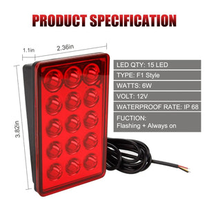 Planet Gates F1 Style Led Brake Pilot Lights 12V 15led Rear Tail Lights Auto  Flash Warning Reverse Stop Safety Signal Lamps For Car SUV Moto