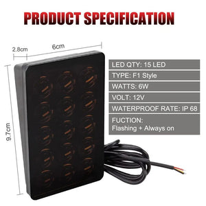 Planet Gates F1 Style Led Brake Pilot Lights 12V 15led Rear Tail Lights Auto  Flash Warning Reverse Stop Safety Signal Lamps For Car SUV Moto