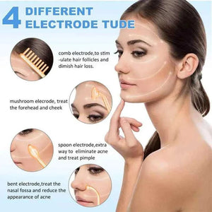 Planet Gates Facial Galvanic High Frequency Facial Therapy Wand For Hair Growth 4 In 1 Acne Removal Skin Care Glass Tube Facial Beauty Tools