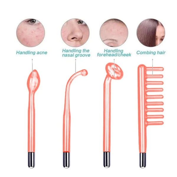 Planet Gates Facial Galvanic High Frequency Facial Therapy Wand For Hair Growth 4 In 1 Acne Removal Skin Care Glass Tube Facial Beauty Tools