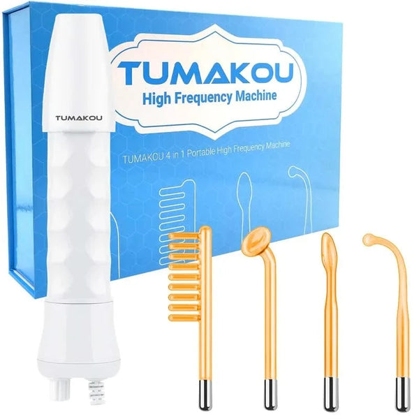 Planet Gates Facial Skin Care High Frequency Facial Wand Portable Hand-Held High Frequency Facial Machine with 4 Pcs Different Tubes