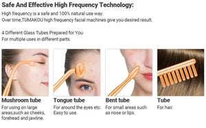 Planet Gates Facial Skin Care High Frequency Facial Wand Portable Hand-Held High Frequency Facial Machine with 4 Pcs Different Tubes
