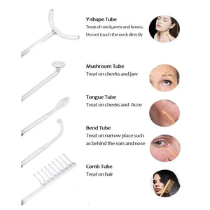 Planet Gates Facial Skin Care High Frequency Facial Wand Portable Hand-Held High Frequency Facial Machine with 4 Pcs Different Tubes