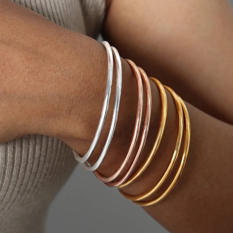 Planet Gates Fadeless Stainless Steel Bangle Bracelet For Women Non Fading Circular Minimalist Women's Hand Bracelets Woman Luxury Jewelry