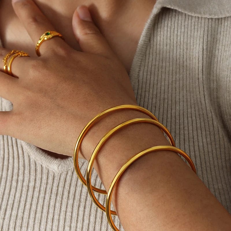 Planet Gates Fadeless Stainless Steel Bangle Bracelet For Women Non Fading Circular Minimalist Women's Hand Bracelets Woman Luxury Jewelry