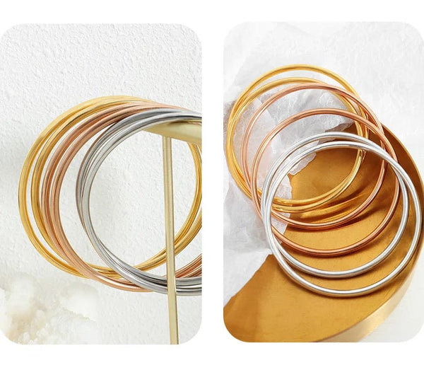 Planet Gates Fadeless Stainless Steel Bangle Bracelet For Women Non Fading Circular Minimalist Women's Hand Bracelets Woman Luxury Jewelry