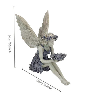 Planet Gates Fairy Bird Feeder 1pc Redemption Angel Resin Ornament, White Bird Feeder Flower Fairy, Sunflower Fairy Statue, Angel Sculpture Resin Ornaments Crafts, New Garden Home Decoration