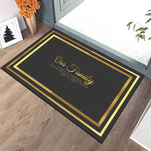 Planet Gates Family 20"x32"/50x80cm 1pc Dirt Resistant Welcome Doormat, Golden Modern Low Pile Indoor Outdoor Entrance Mat For High Traffic Area, Absorbent Bath Mat, Suitable For Living Room Bedroom Bathroom Kitchen Balcony Patio Carpet