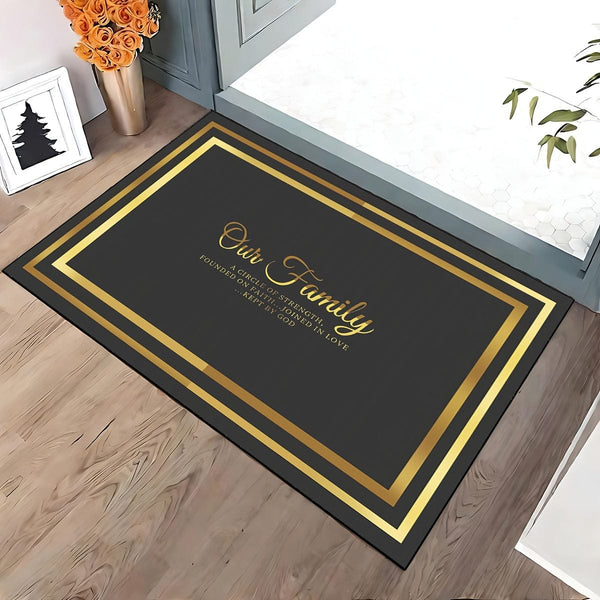 Planet Gates Family 20"x32"/50x80cm 1pc Dirt Resistant Welcome Doormat, Golden Modern Low Pile Indoor Outdoor Entrance Mat For High Traffic Area, Absorbent Bath Mat, Suitable For Living Room Bedroom Bathroom Kitchen Balcony Patio Carpet