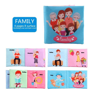 Planet Gates family Baby Cloth Books Enlightenment Early Educational Toys Kids Fruits Animal Numbers Food Cognitive Book for Toddlers 12-72 Month