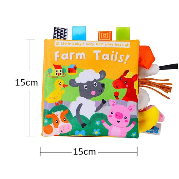 Planet Gates farm 621 New Baby Toys Cartoon Animals Tail Baby Cloth Book Educational Ringed Paper Cloth Book Toys Enlightenment Baby Toys 0 12 Months