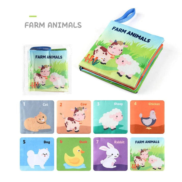 Planet Gates farm animals Soft Baby Books toys Montessori 3D Touch Feel High Contrast Cloth Book Sensory Early Learning games for kids Educational toys