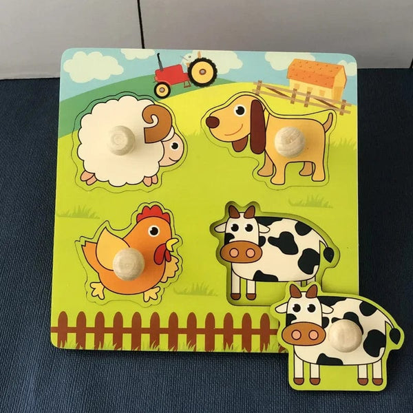 Planet Gates Farm Montessori Baby Wooden Toys 1 2 3 Years Children Hand Grab Board Puzzle Game Toddler Fine Motor Skills Educational Toys for Kids