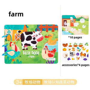 Planet Gates farm Sticker Montessori Quiet Book Puzzles Educational Toys for Kids Children Busy Book Toy Cognition Montessori Education Books