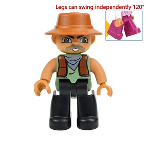 Planet Gates Farmer Figures Dolls Big Size Building Blocks Family Action Workers Doctor Police Farmer Compatible Large Bricks Duploes Kid Toys