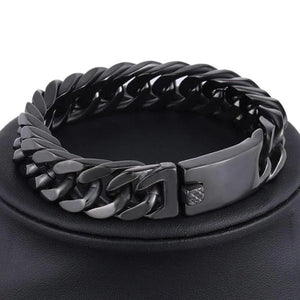 Planet Gates Fashion Black Cuban Chain Bracelet Stainless Steel Bracelet Hip Hop Bracelets for Men Jewelry Party Anniversary Gift Wholesale