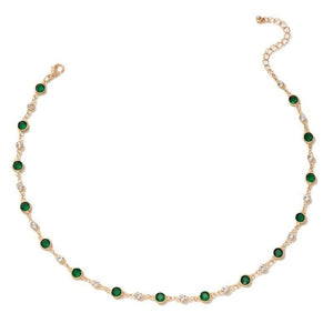Planet Gates Fashion Boho Gold-plate Crystal Chain Green Water Drop Pendant Female Necklace For Women Vintage Baroque Choker Jewelry Gift