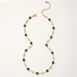 Planet Gates Fashion Boho Gold-plate Crystal Chain Green Water Drop Pendant Female Necklace For Women Vintage Baroque Choker Jewelry Gift