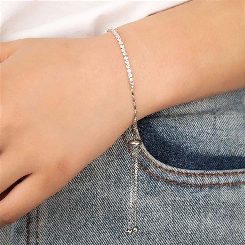 Planet Gates Fashion Charm CZ Tennis Bracelet for Women Crystal Zircon Jewelry Adjustable Gold Color Silver Color Box Chain Bracelets Gift