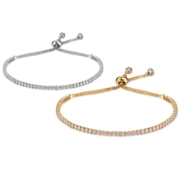 Planet Gates Fashion Charm CZ Tennis Bracelet for Women Crystal Zircon Jewelry Adjustable Gold Color Silver Color Box Chain Bracelets Gift