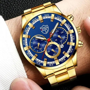 Planet Gates Fashion Men's Watches Business Stainless Steel Quartz Wrist Watch Calendar Date Male Casual Sports Luminous Clock