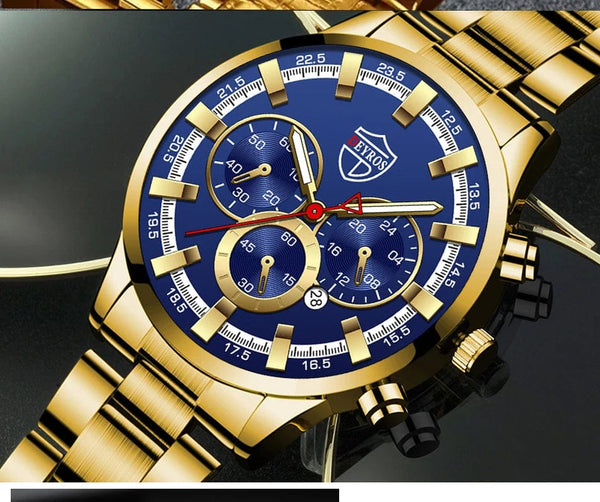 Planet Gates Fashion Men's Watches Business Stainless Steel Quartz Wrist Watch Calendar Date Male Casual Sports Luminous Clock