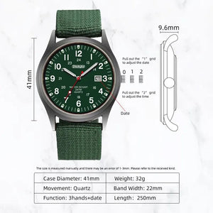 Planet Gates Fashion Mens Watches Luminous Hands Clock Luxury Military Sports Calendar Quartz Wristwatch Men Casual Nylon Watch Reloj Hombre