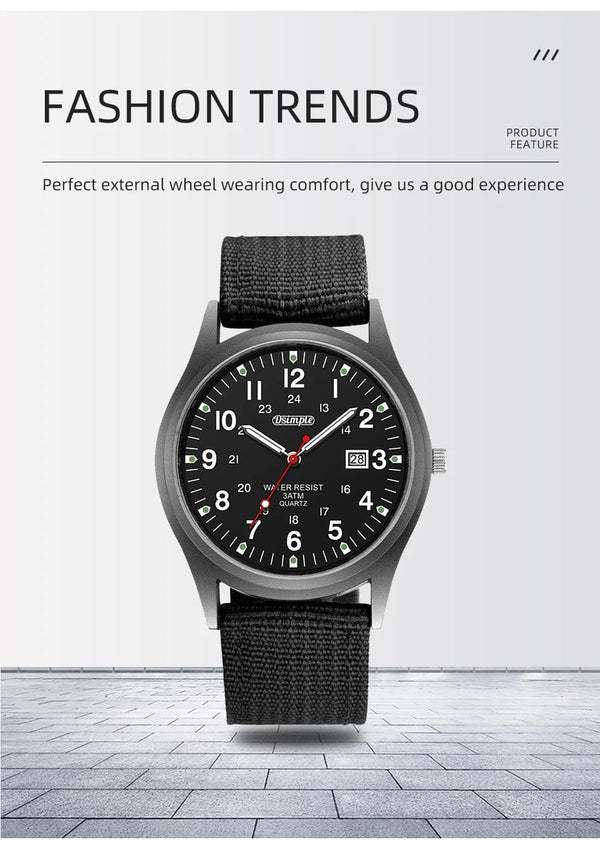 Planet Gates Fashion Mens Watches Luminous Hands Clock Luxury Military Sports Calendar Quartz Wristwatch Men Casual Nylon Watch Reloj Hombre