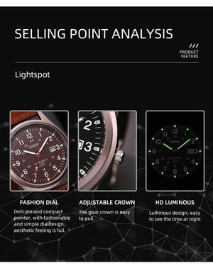 Planet Gates Fashion Mens Watches Luminous Hands Clock Luxury Military Sports Calendar Quartz Wristwatch Men Casual Nylon Watch Reloj Hombre
