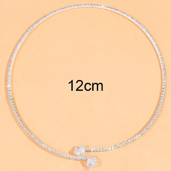 Planet Gates Fashion Rhinestone Heart Collar Choker Necklace for Women Simple Open Collar Necklace Torques Jewelry Accessories