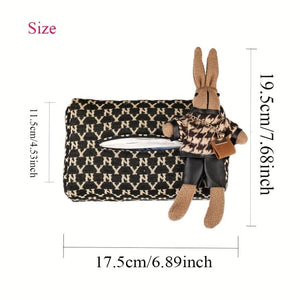 Planet Gates Fashionable & Durable Car Tissue Box with Cute Rabbit Doll - Perfect Gift for Drivers to Stay Clean & Tidy!