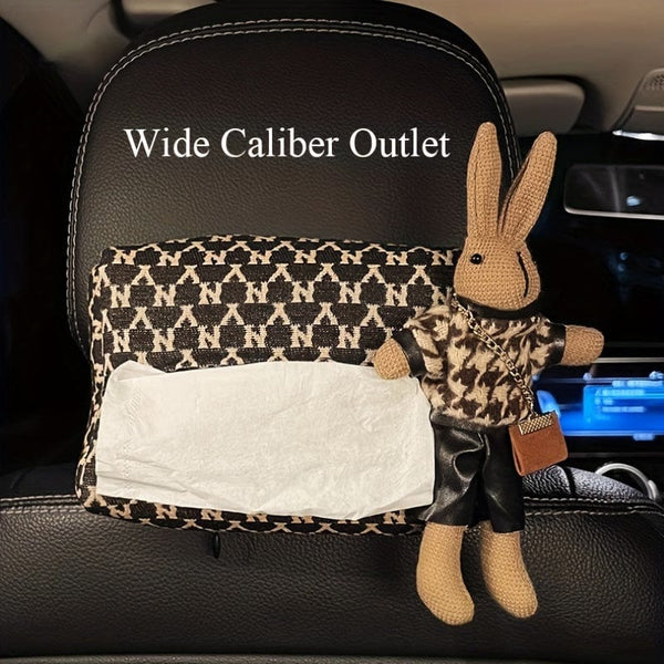 Planet Gates Fashionable & Durable Car Tissue Box with Cute Rabbit Doll - Perfect Gift for Drivers to Stay Clean & Tidy!
