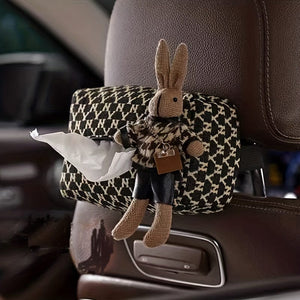 Planet Gates Fashionable & Durable Car Tissue Box with Cute Rabbit Doll - Perfect Gift for Drivers to Stay Clean & Tidy!