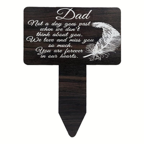 Planet Gates Father Inserts Cards 1 Piece Wooden Texture Card, Used For Father And Mother's Cemetery Commemoration, Outdoor Courtyard Cemetery Decoration, Cemetery Memorial Plaque, Loved Ones Memorial Card, Black Card Condolences Cemetery Pile