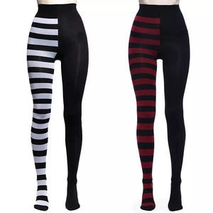 Planet Gates FCCEXIO Striped Yoga Legging Women Print Goth Style Long Tights Casual Punk Ladies Sport High Waist Workout Elastic Leggings