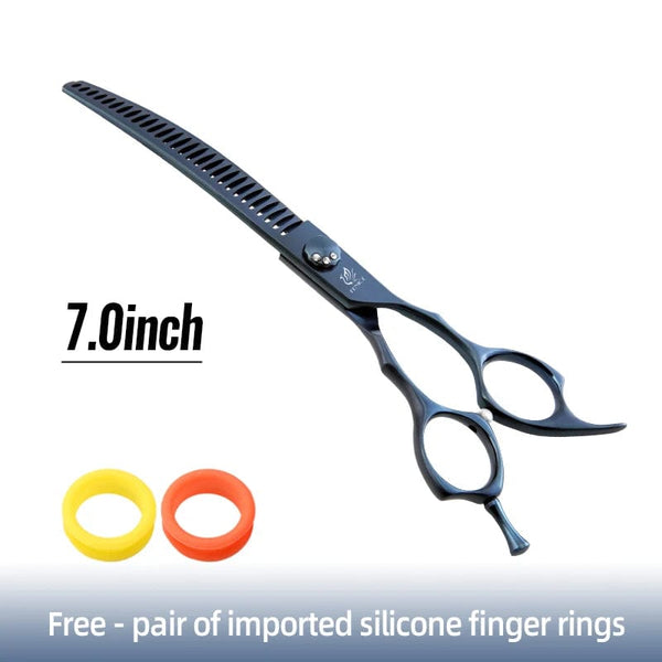 Planet Gates Fenice high-end 7.25 inch professional dog grooming scissors curved thinning shears for dogs & cats animal hair tijeras tesoura