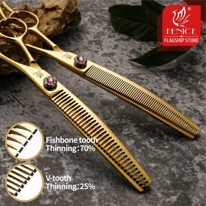 Planet Gates Fenice high-end 7.25 inch professional dog grooming scissors curved thinning shears for dogs & cats animal hair tijeras tesoura